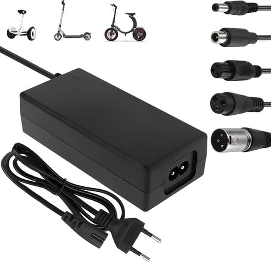 Oplader til el-løbehjul - 36V/42V 2A universaloplader - Med 5 batteriopladerstik - Oplader til elcykel - Hoverboard Drift Trikes