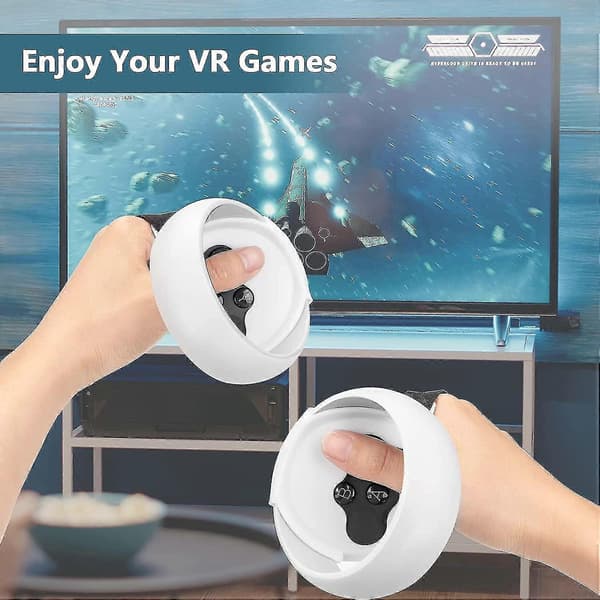 Silikondeksel Kompatibelt med Oculus Quest 2 Kontroller, Sklisikkert Tilbehør, Med Justerbar Håndstropp (hvit)