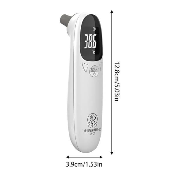 Kjæledyrtermometer - ABS-termometer - Øretemperaturmåler - USB oppladbart - Vanntett