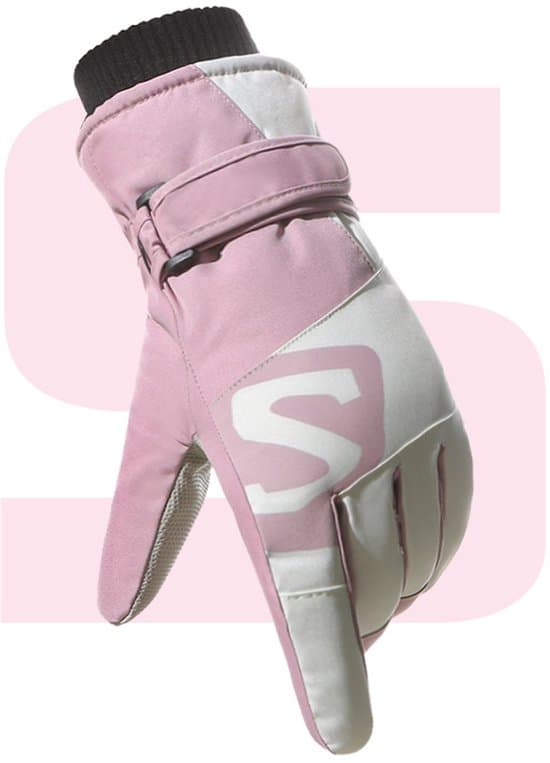Vinterberøringsskjermhansker for kvinner, vanntette/varme/vindtette, rosa, til julegaver.