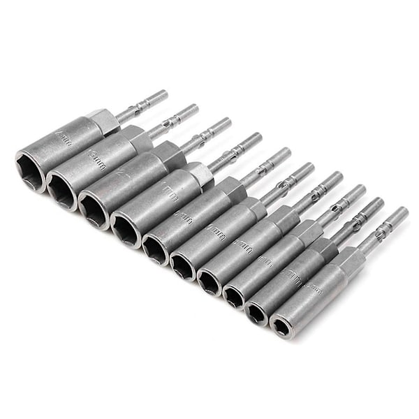 10 stycken elektriska skruvmejslar Hexagon Socket Head Hexagon Stud Snabbnyckel Skruvmejsel Socket