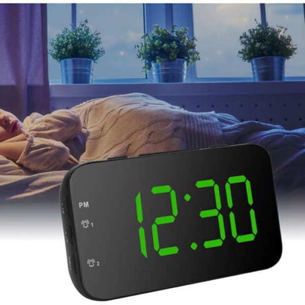 LED digital väckarklocka, bärbar skrivbordsklocka med snooze, för sovrum, hem, resor, grön