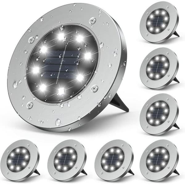 Sett med 8 solcellelamper for hagen, solcellelamper for utendørs bruk, 8 LED-solcellelamper for utendørs bruk