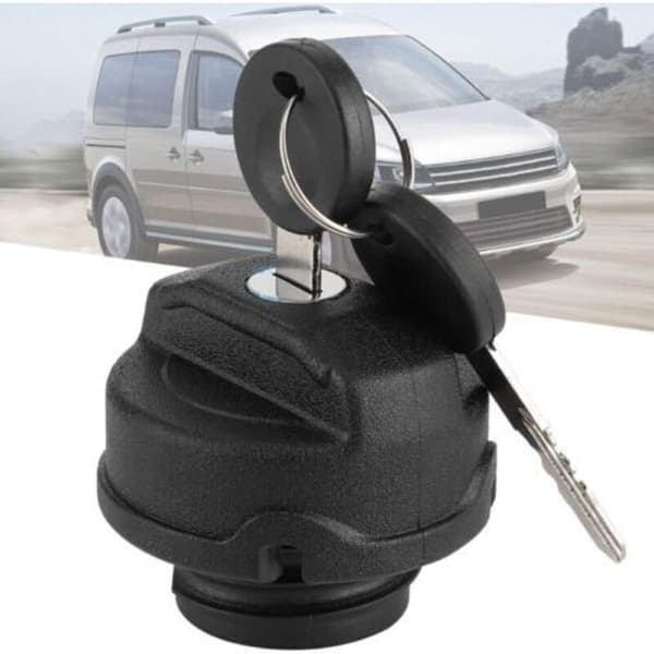 Brændstoftankdæksel, brændstofpåfyldningsdæksel, låsbart dæksel, sort ABS, egnet til Beetle/Polo/Caddy, med 2 nøgler