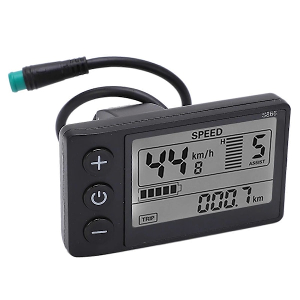 S866 Elektrisk Cykel LCD Display Meter 24V 36V 48V Elektrisk Cykel Kontrolpanel med Vandtæt Stik
