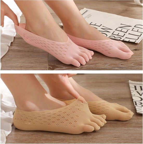 10 par damestømper med fem tæer | Usynlige sneakerstrømper | Korte tåstrømper