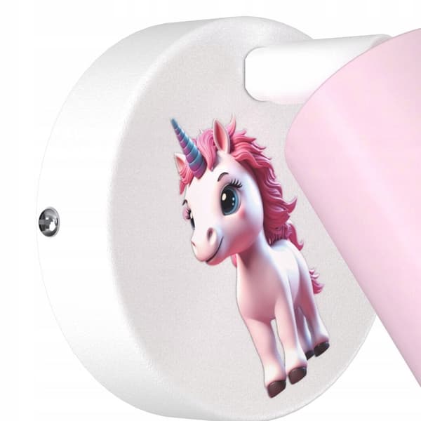 Adjustable E27 Wall Lamp for Children with Pink Unicorn Print