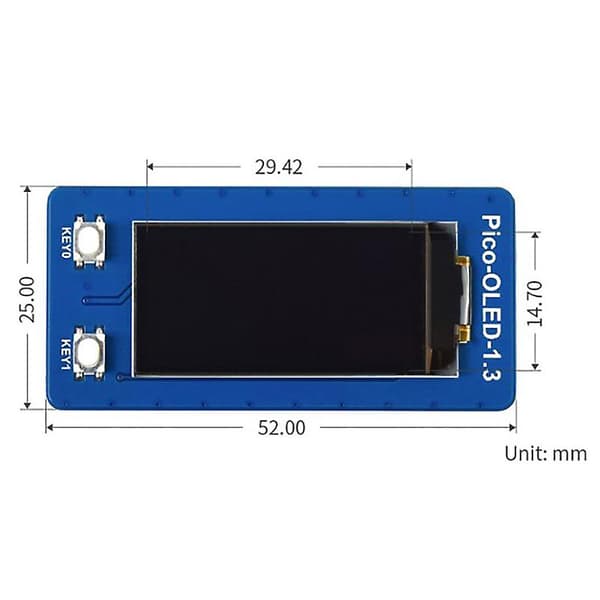 Displaymodul for Raspberry Pico 1.3-tommers OLED-displaymodul SH1107 I2C/SPI Kommunikasjon Ekspans