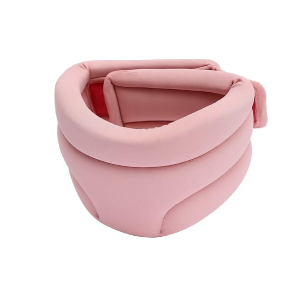Halskrave til søvn, med bløde skumbandager for at holde ryghvirvlerne stabile (rosa).