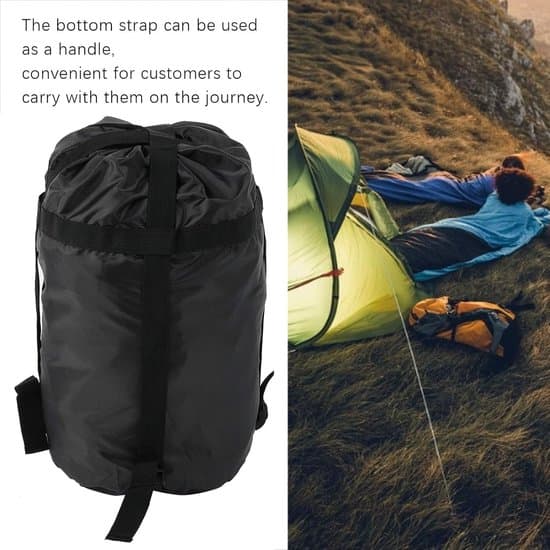 Sleeping Bag Storage Bag - Compression Stuff Sack - Travel Camping - Double Buckle Design - 2 Pack (8 Liter) - Black