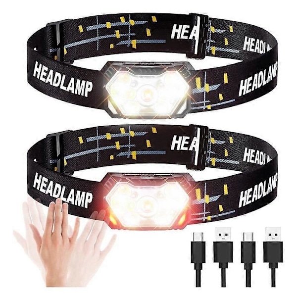 2 st LED-lampor med röd ljusinduktionsläge Vattentäta lampor Passar för löpning, cykling, camping