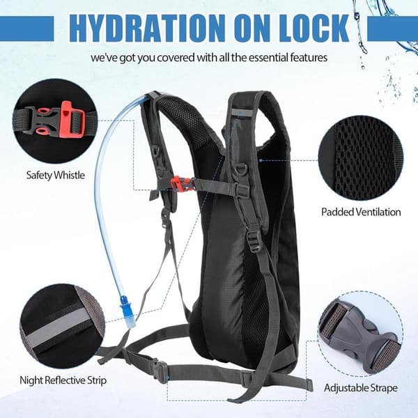 Backpack - Travel Backpack - Outdoor Sports Backpack - Hydration Backpack - Hiking Backpack - with 2L Water Bladder - Sports Backpack - Breathable