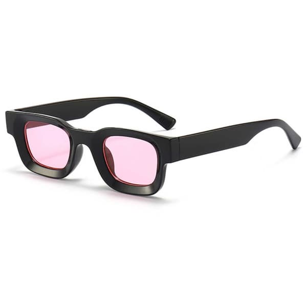 Moderne Tykke Solbriller Sort Rosa Glas
