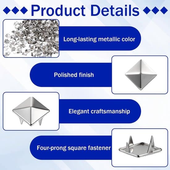 600-piece 10mm Silver Square Pyramid Studs and Spikes Set for Leather and Crafts