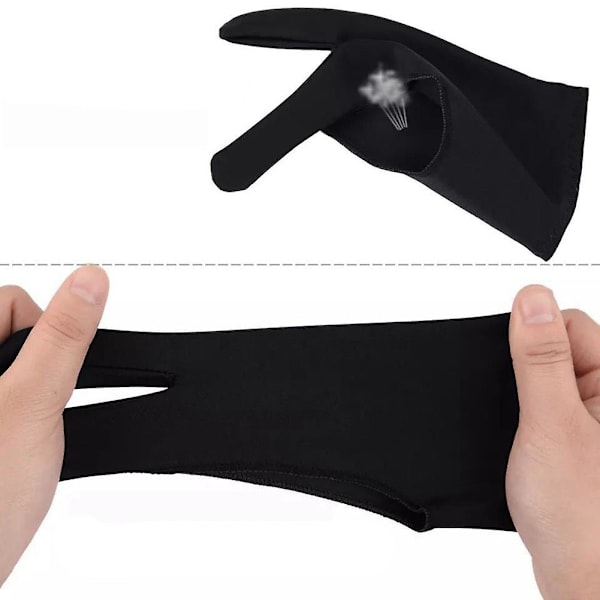 10-pack konstnärsritning 2-finger ritningshandskar för alla grafikplattor digital ritning (S)