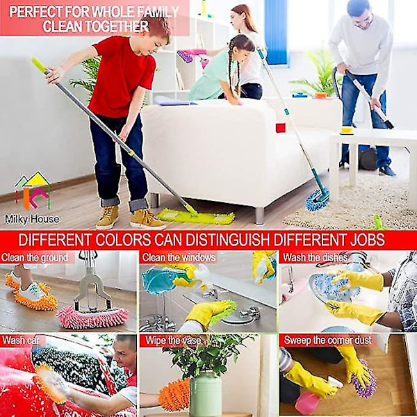 10 st Microfiber Mopptofflor Skoskydd Mjuk Tvättbar Återanvändbar Golvpolering Damm Smuts Hår Herrar Dam Sweeper Rengöring Moppverktyg För Hus Offi