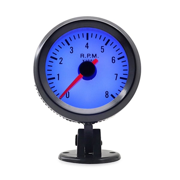 Bilvarvräknare 2 tum 52 mm Blått Ljus Svart Cirkel 0-8000rpm För 1-8 Cylindrar LED-Ljus