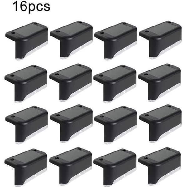 Solcellsdriven LED-däckbelysning - ABS-material - IP65 Vattentät - 16 LED-lampor - Solcellsdriven trappbelysning - Utomhusbruk