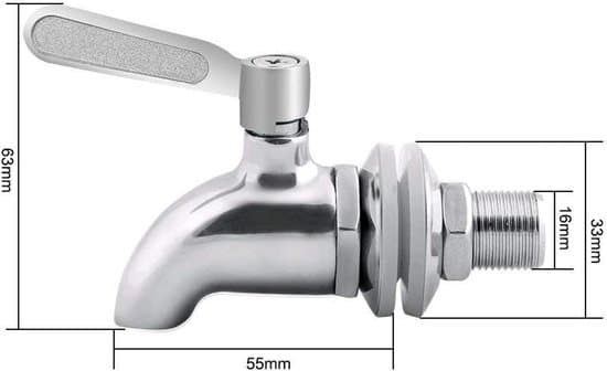 Ølhaner, 2-pak, 16 mm, rustfrit stål, vin- og drikkedispenser, erstatningshaner, til drikkedispenser i glas