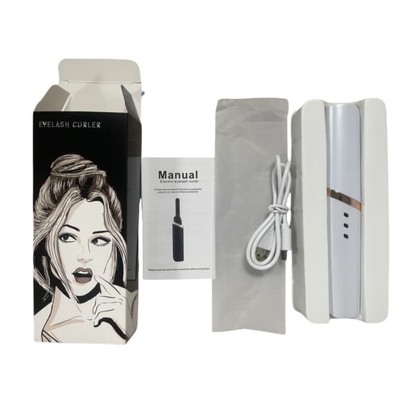 Electric Heated Eyelash Curler - Fast Heating, Long-lasting Curl, USB-Rechargeable White