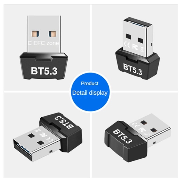 RTL5.3 Bluetooth Adapter Driver-Free Datamaskin USB Trådløs Bluetooth Mottaker Sender Bluetooth