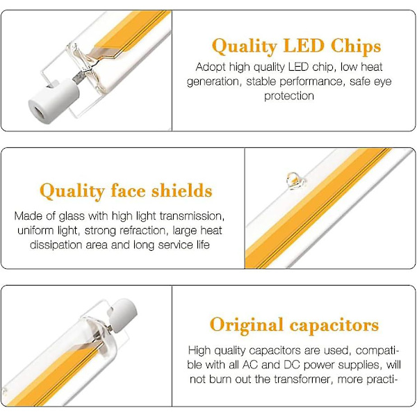 4 st R7s LED-lampa 118 mm, 10 W R7s 118 mm LED Cob-ljus, dimbar varmvit 3000k