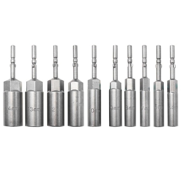 10 stycken elektriska skruvmejslar Hexagon Socket Head Hexagon Stud Snabbnyckel Skruvmejsel Socket
