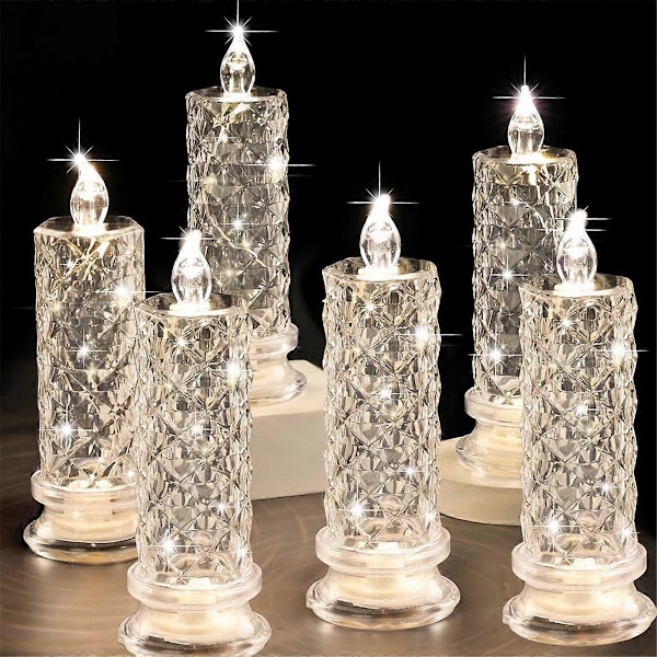 Rose Shadow LED Flammeløse Lys, 6 stk. Romantiske Batteridrevne Lys LED Pillar Lys til Valentinsdag
