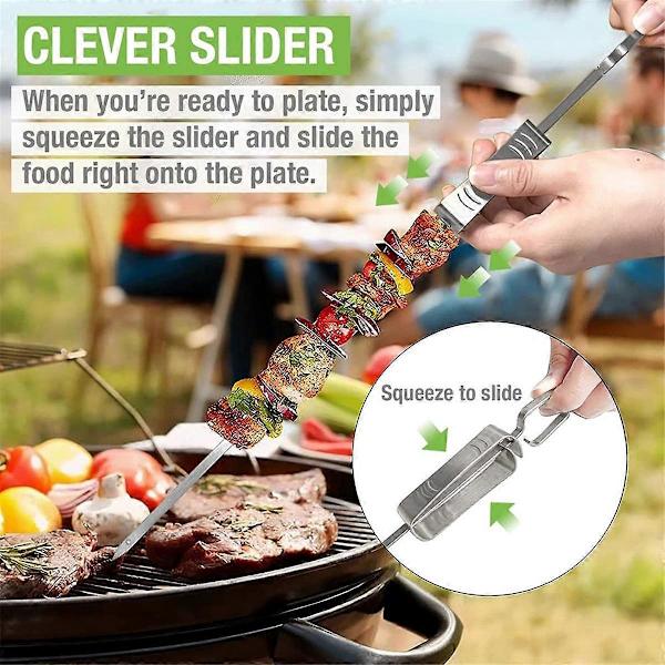 Grillspydder i rustfritt stål, 16 tommer metallspyd med skyvefunksjon for trygg og enkel grilling