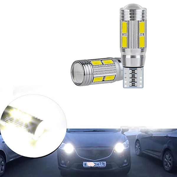 10 st W5W T10 12V 6000K 5630 10 SMD Bil LED-lampa Canbus Registreringsskylt Kilformad Sidoblinkerslampa