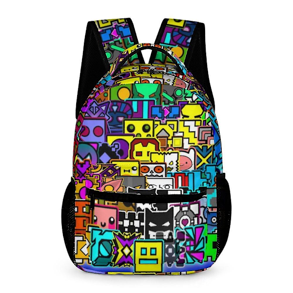 c413 Geometry Dash Ryggsäck Skola Student Bokväska Satchel Ryggsäck Justerbara Axlar  Dagryggsäck bdbh413
