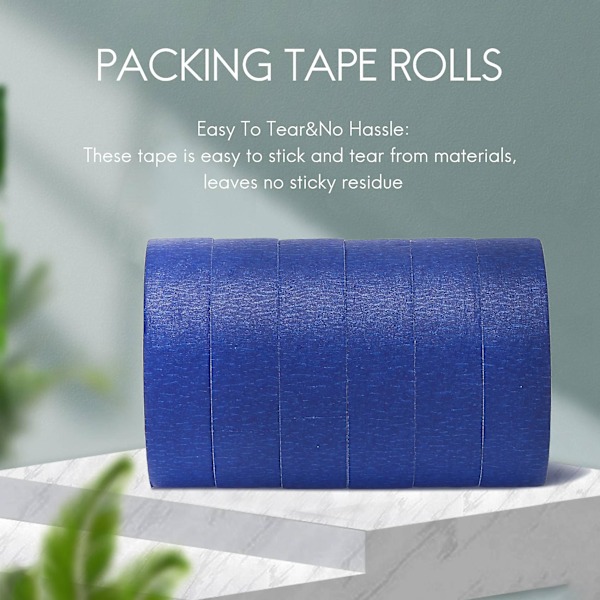Blå Maskeringstape Malertape 1 Tomme, DIY Eller Profesjonell Maler (6 Pakke, 22 yard Per Rull)