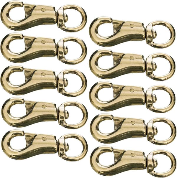 Rund Øye Solid Messing Bull Snap, 3 3/4', 10 stk