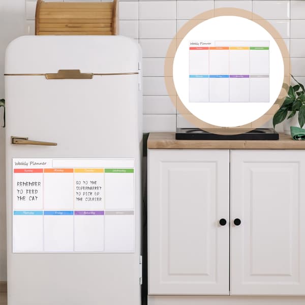 Magnetisk whiteboard kylskåpsväggpanel schema veckoplanerare kalender raderbar