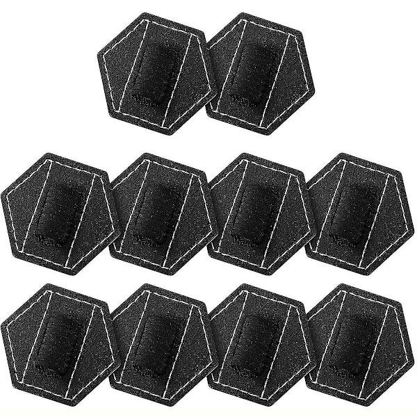 10 stk. Selvklæbende Penholdere til Notesbog Hexagon Elastisk Journal PU Læder Penholdere Loop Holdere Sort