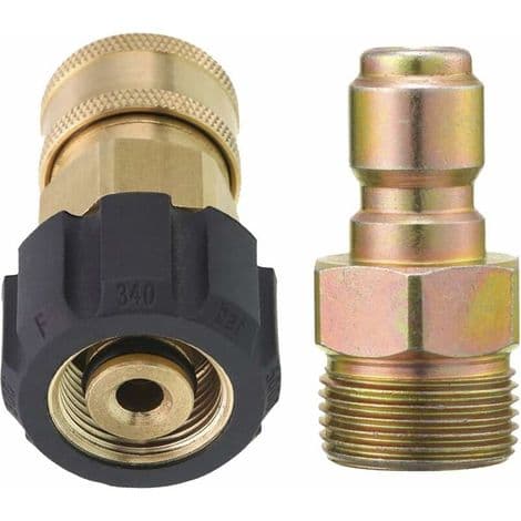 Højtryksrenseradapter, 9,5 mm lynkoblingssæt, M22 14 mm til M22, metrisk fitting, 5000 PSI