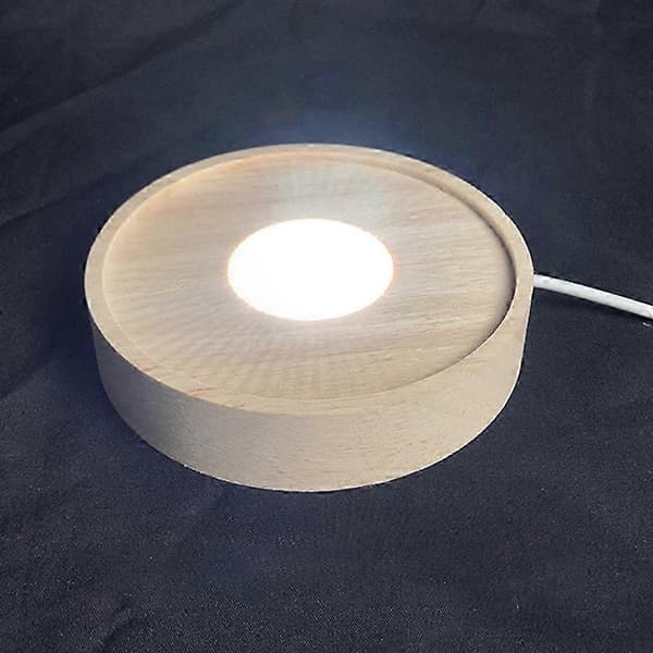 Rund Formet Display Podie LED Lys Display Base Krystal Træ Belysningsbaser Stativer til Krystal og Glas Display