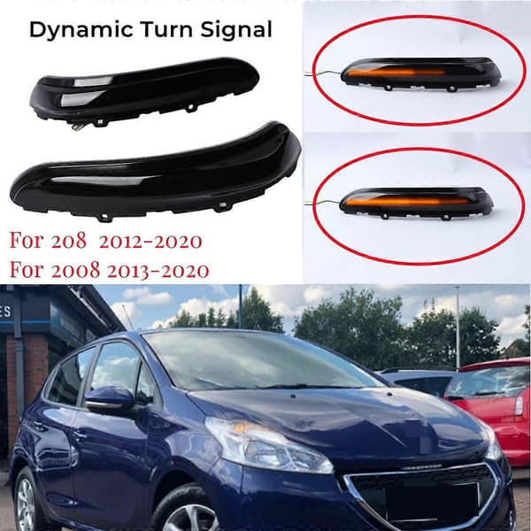 Til 208 2008 - 2020 C3 Dynamisk Blinklys LED Sidespejl Indikator Blinklys