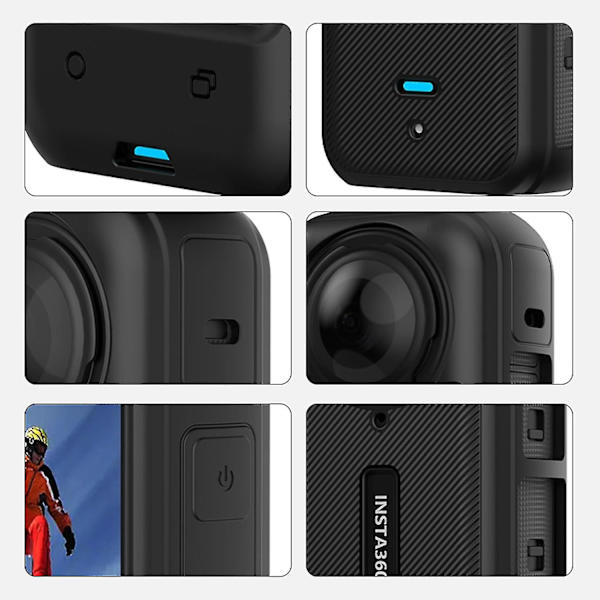 Insta360 X4:lle tarkoitettu silikonikotelo, silikoninen suojakotelo Insta360 X4 -tarvikkeille, action-kameran naarmuuntumisenestokehys