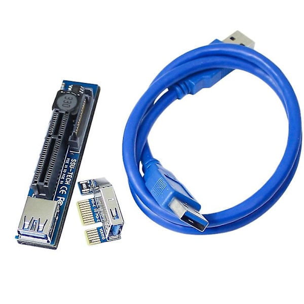 PCI-E Riser PCIE PCI-Express X1 til X4 Riser PCI E Riserkort Utvid Adapter med 30CM USB3.0 Forlengelse