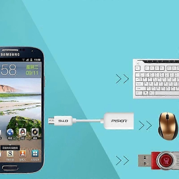 Pisen OTG -datakaapeli Android U -levyliitäntäadapteri Micro-USB