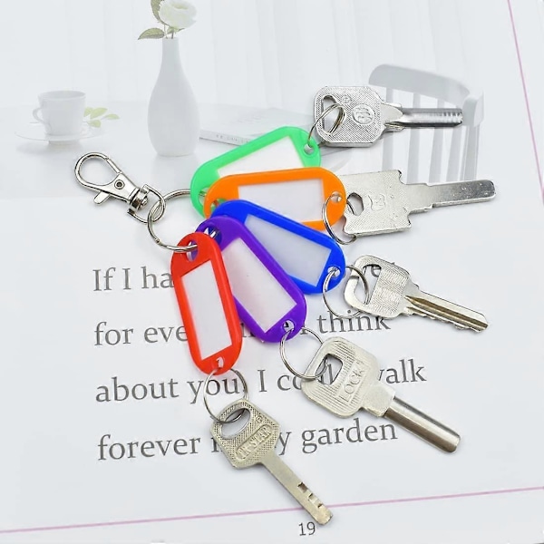 Nøglemærker med Split Ring 20 STK Nøglevedhæng Etiketter ID Nøglering Mærker til Bagage Kæledyrsnavn Memory Stick Mærker, 10 Farver