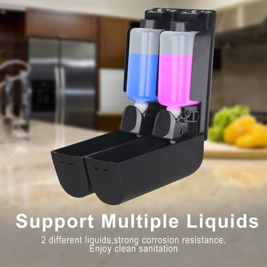 Wall Mounted Soap Dispenser - Wall Mounted Soap Pump - Soap Pump - Soap Dispenser - Double Containers - 2 x 350 ml - Refillable - ABS Material - Black