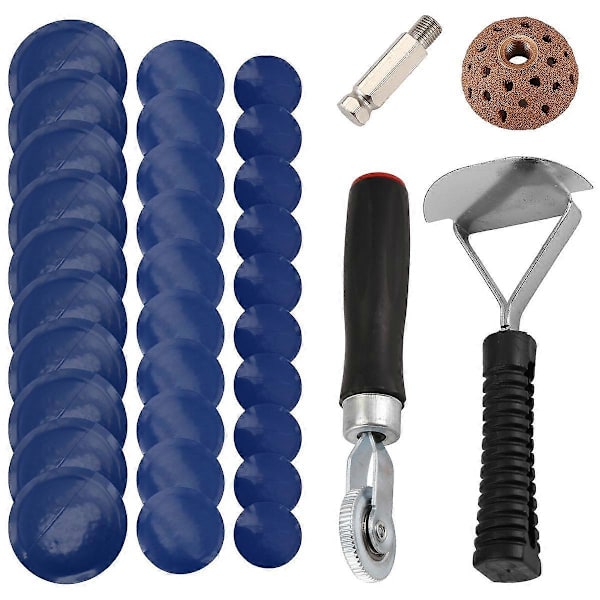 Dæk Lappesæt, Dæk Lapperulle/Dækreparations Poleringshjul/Dæk Inderforingsskraber/ 30 STK Lapper (32/ 42/ 58mm)