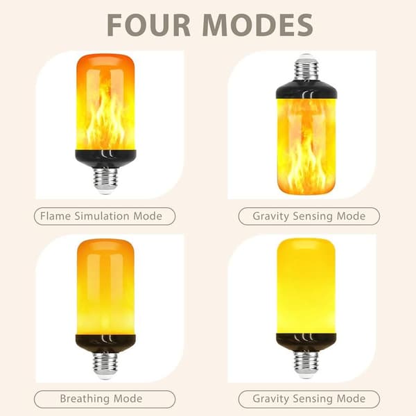 LED Flame Lamp - Black Background with Dynamic Flame - Jumping Light - Christmas Atmosphere Flame Lamp - E27 - Four Settings with Gravity