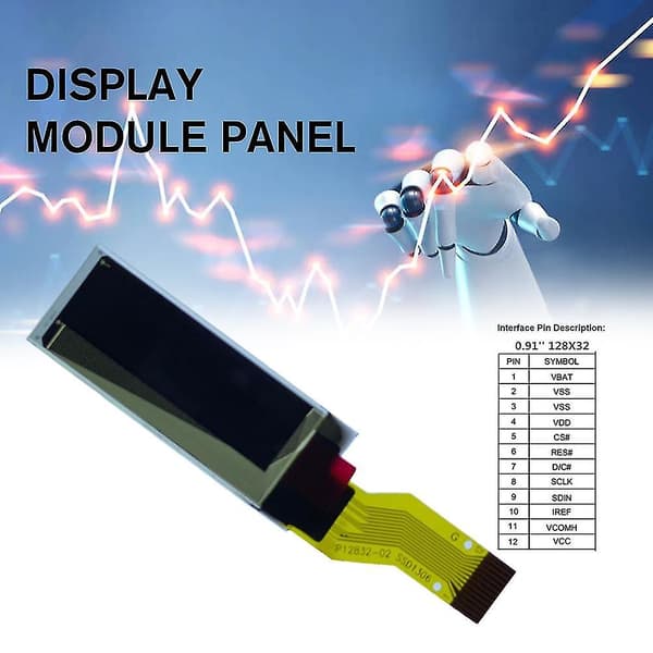 0,91\" OLED LCD -näyttömoduuli Breakout-levy 128X32 SSD1306 12 nastaa