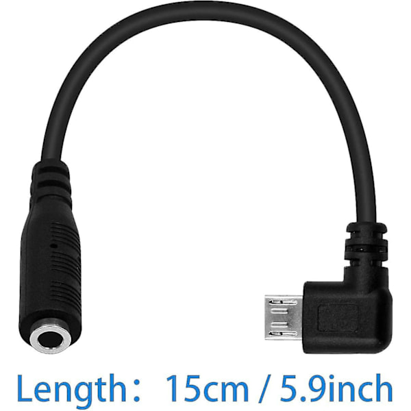 Micro-USB - 3,5 mm:n audioliitäntäadapterikaapeli, audio Micro-USB:hen, suorakulmainen Micro-USB-uros - 4-nastainen 3,5 mm:n naaraspuolinen kaapeli aktiiviselle klipsimikrofonille