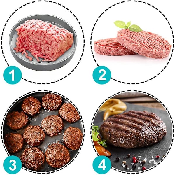 Non-stick hamburgerpress, aluminiumform för hamburgare till grill, picknick, hemlagad hamburgare, baconkorv - silver