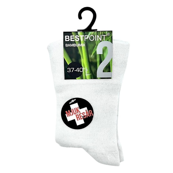 Bambustrumpor - Vit - 2-pack - storlek 37-40