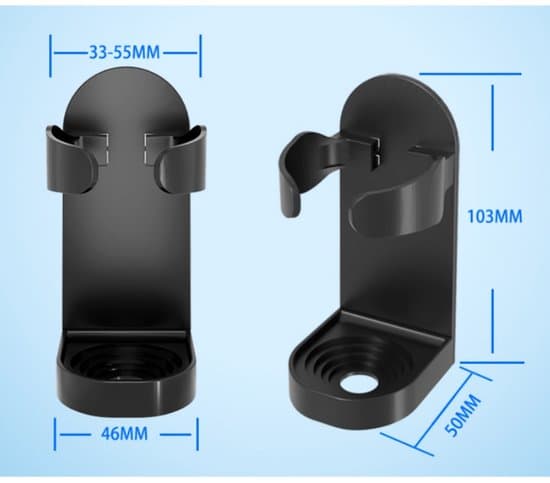 2-piece Electric Toothbrush Holder - Wall Mount - Strong Adhesion - Adjustable Height - Bathroom Storage (Universal) - Black